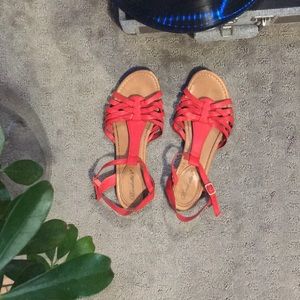 Red strappy sandals